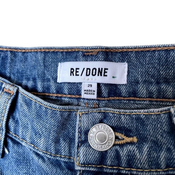 RE/DONE 70s High Rise Studded Moon Wash Straight Leg Jeans Size 29 EUC - Picture 7 of 11